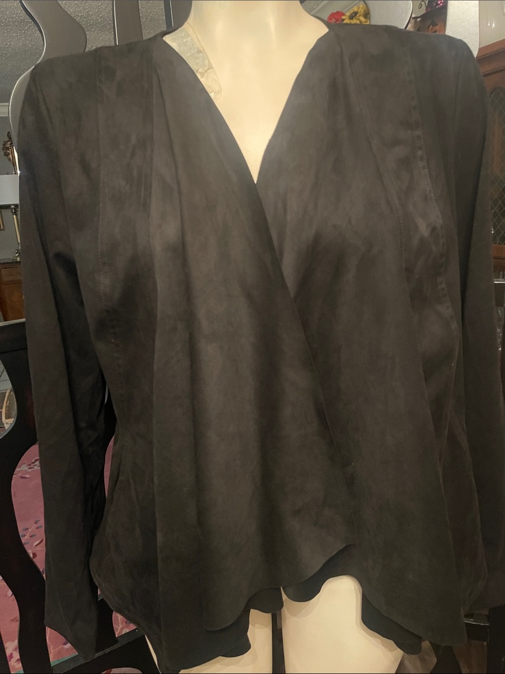 Hutch Anthropology Black Draped Open-Front Blazer